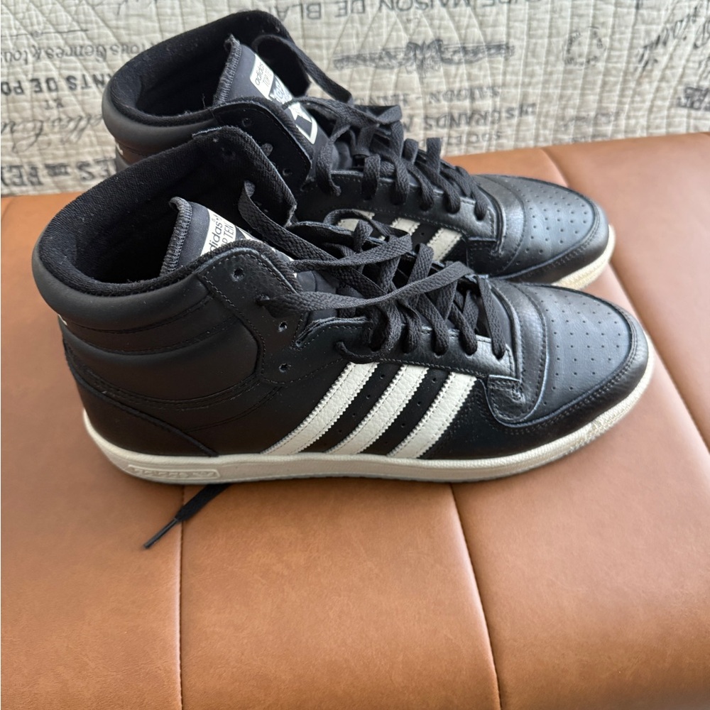 Adidas Black and White Leather Sneakers